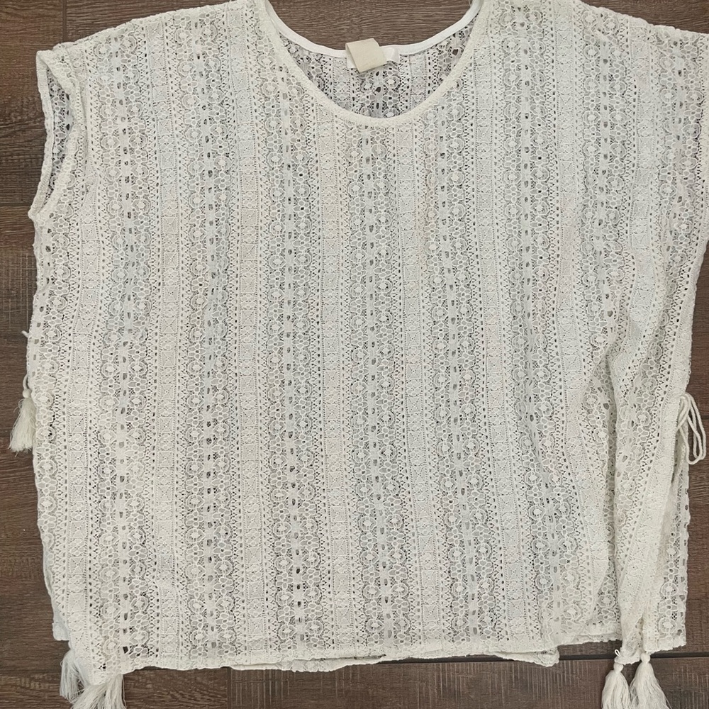 Gb Girls crochet cream bathing suit cover-up. Sz M